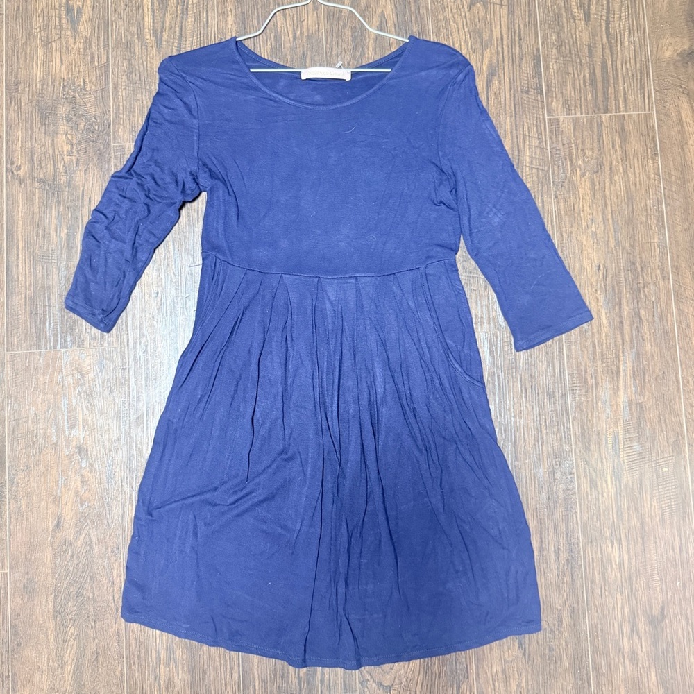 MADELINE SPARKLESTEIN NAVY LONG SLEEVE TEE SHIRT DRESS POCKETS